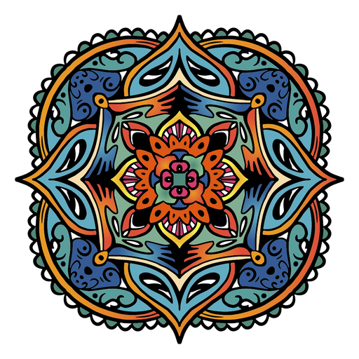 Mandala india cuadrada simple dibujada a mano Diseño PNG