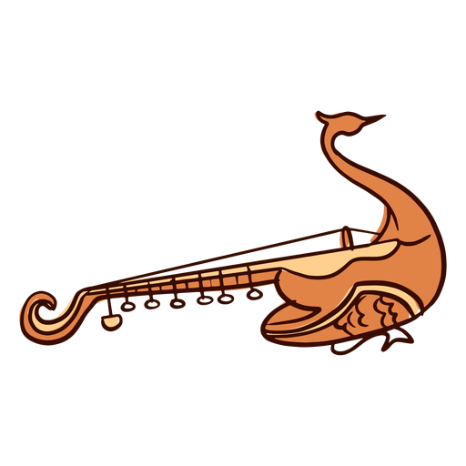 Instrumento musical indio mayuri dibujado a mano Diseño PNG