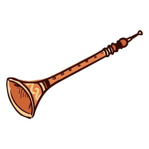 Instrumento musical indio shehnai dibujado a mano