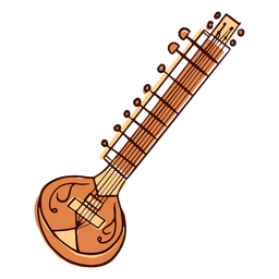 Dibujado a mano variante de sitar de instrumento musical indio Diseño PNG