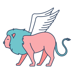 Monster winged lion flat PNG Design