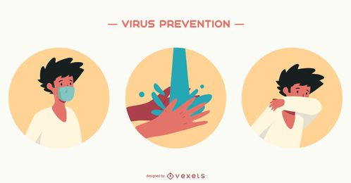 Conjunto de ilustración de prevención de virus