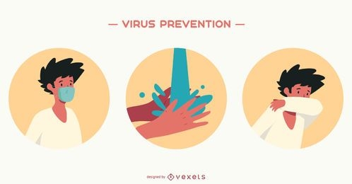 Virus prevention illustration set
