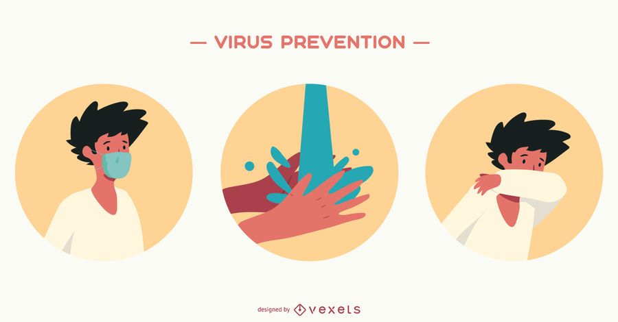Virus prevention illustration set Virus prevention illustration set