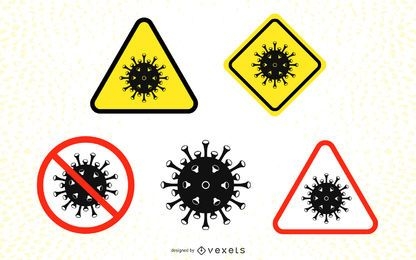 Conjunto de señales de precaución de coronavirus