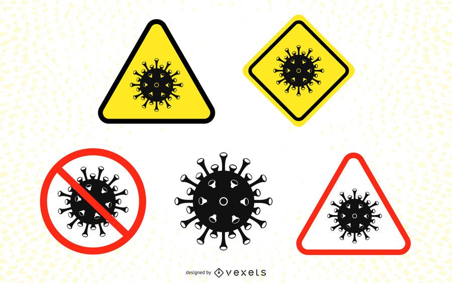 Conjunto de señales de precaución de coronavirus Conjunto de señales de precaución de coronavirus