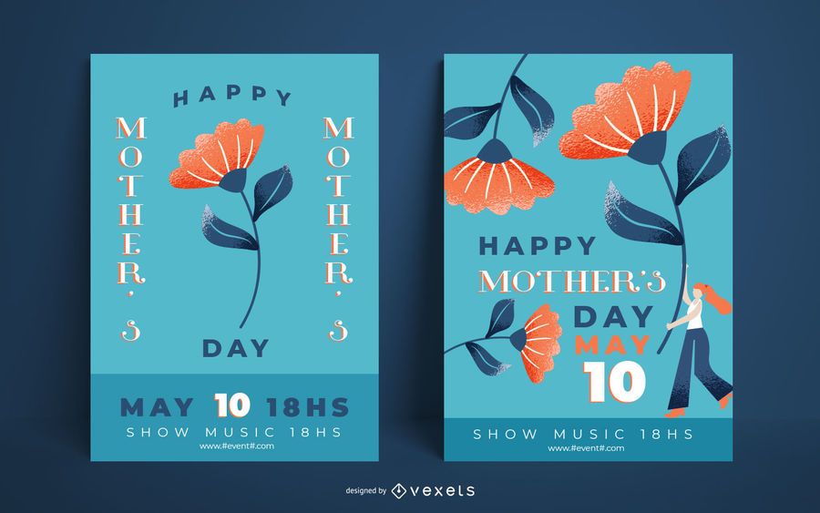 Conjunto de plantillas de carteles del día de la madre Conjunto de plantillas de carteles del día de la madre