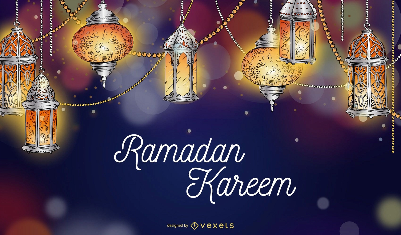 Fondo de luces de Ramadán Kareem