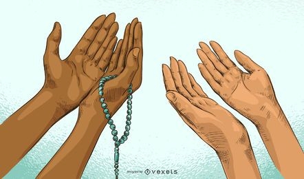 Ilustração Ramadan Prayer Hands