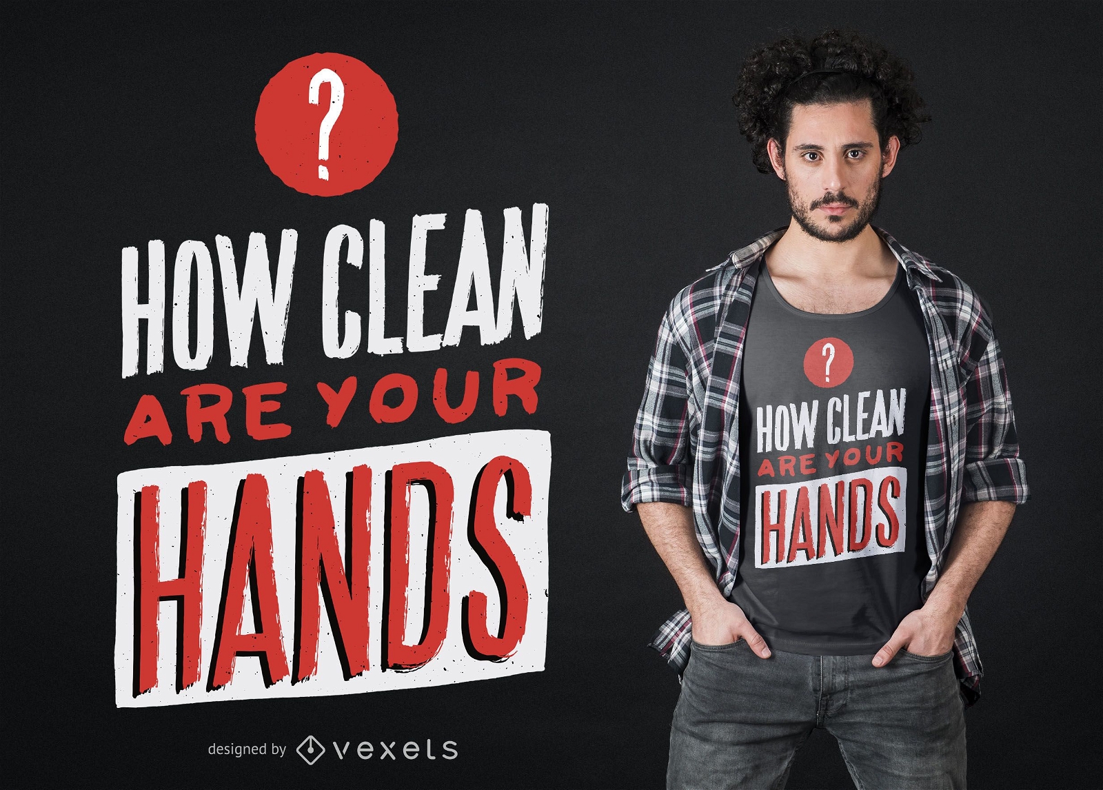 Dise?o de camiseta con cita de manos limpias de coronavirus