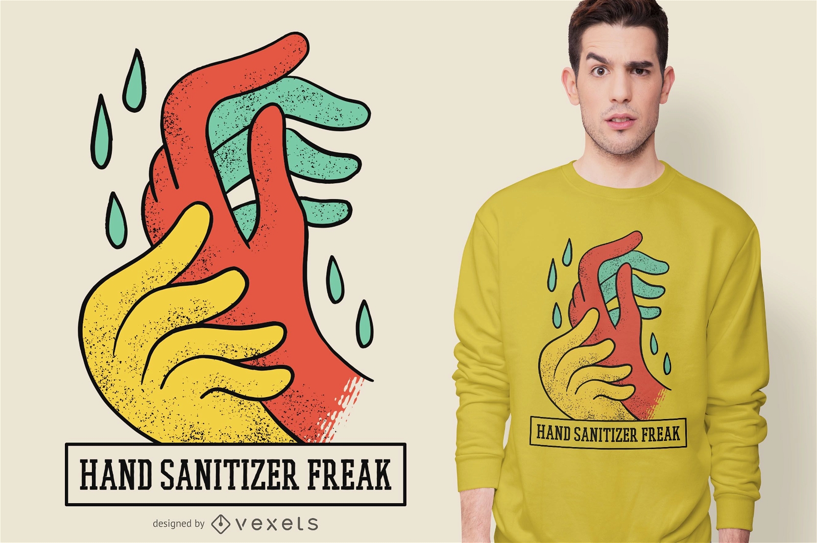 Design de t-shirt desinfetante para as m?os Freak