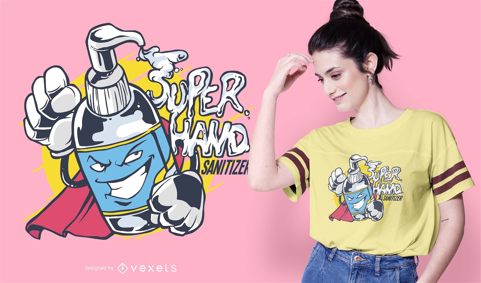 Diseño de camiseta de dibujos animados Super Hand Sanitizer