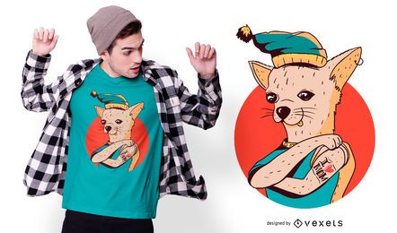 Design de camiseta com tatuagem de mãe chihuahua