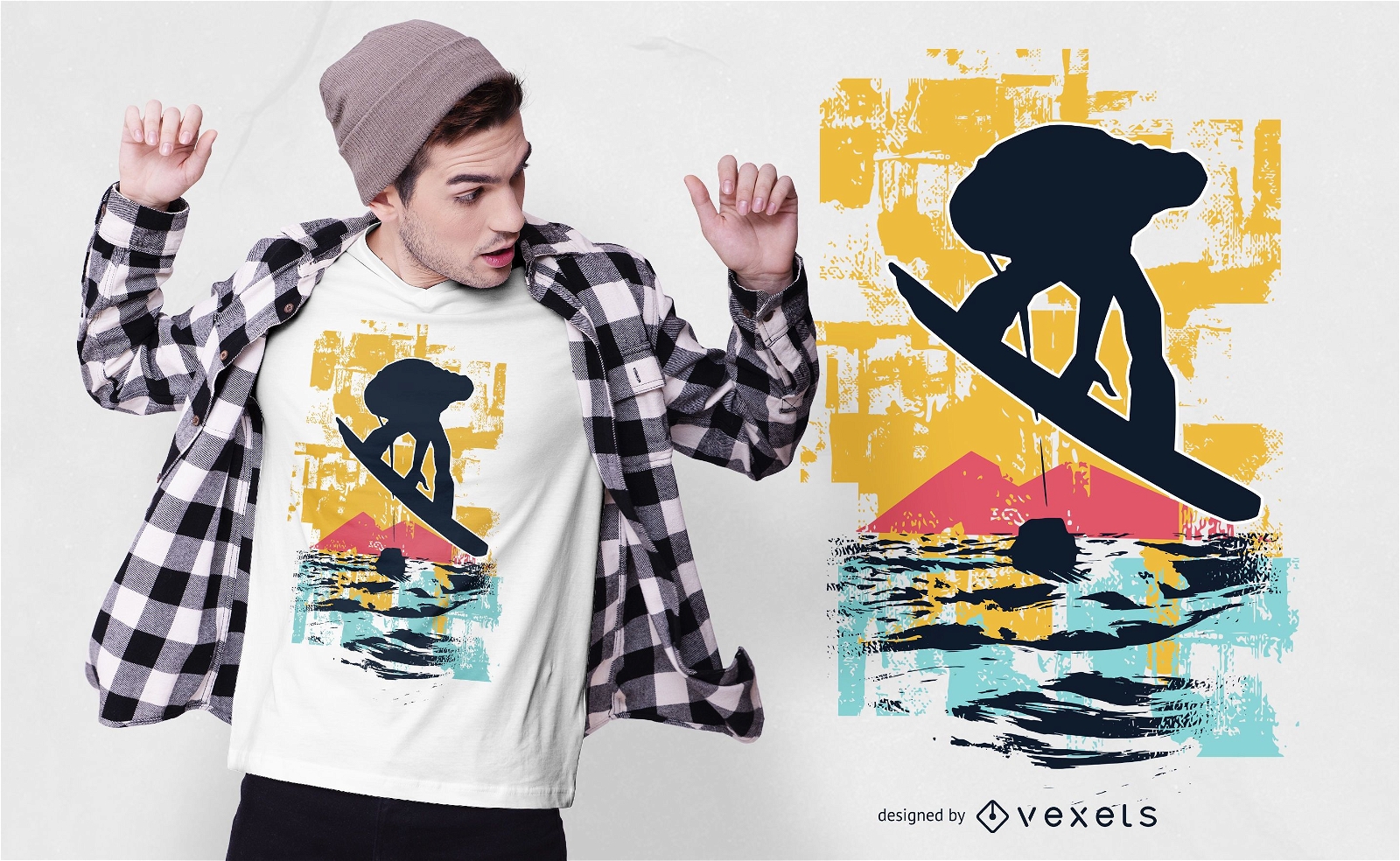 Design da camiseta do Sunset Snowboarder