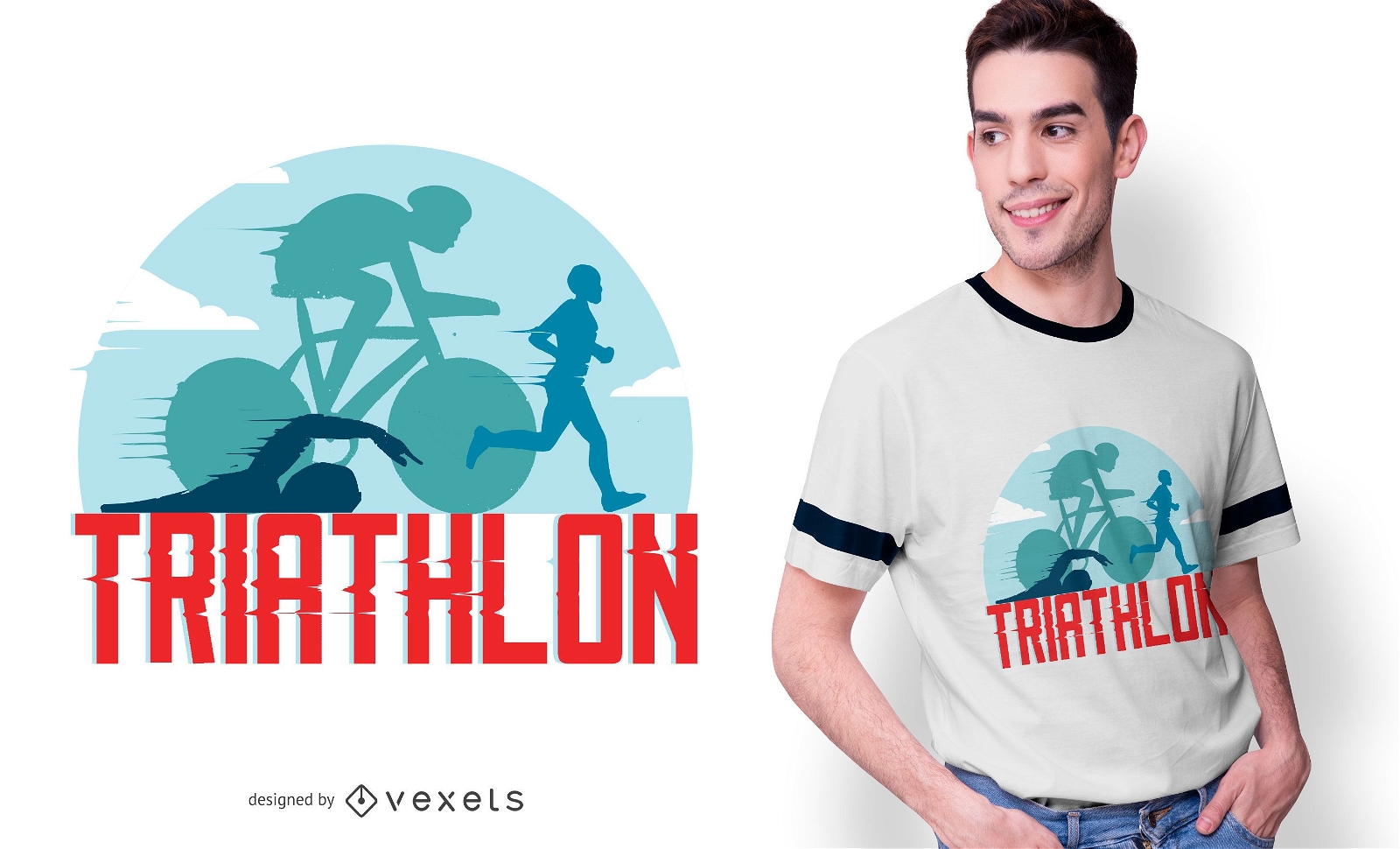 Diseño de camiseta deportiva de triatlón.