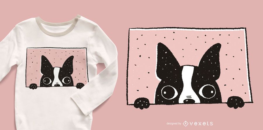 Diseño de camiseta peeking de Boston Terrier Diseño de camiseta peeking de Boston Terrier