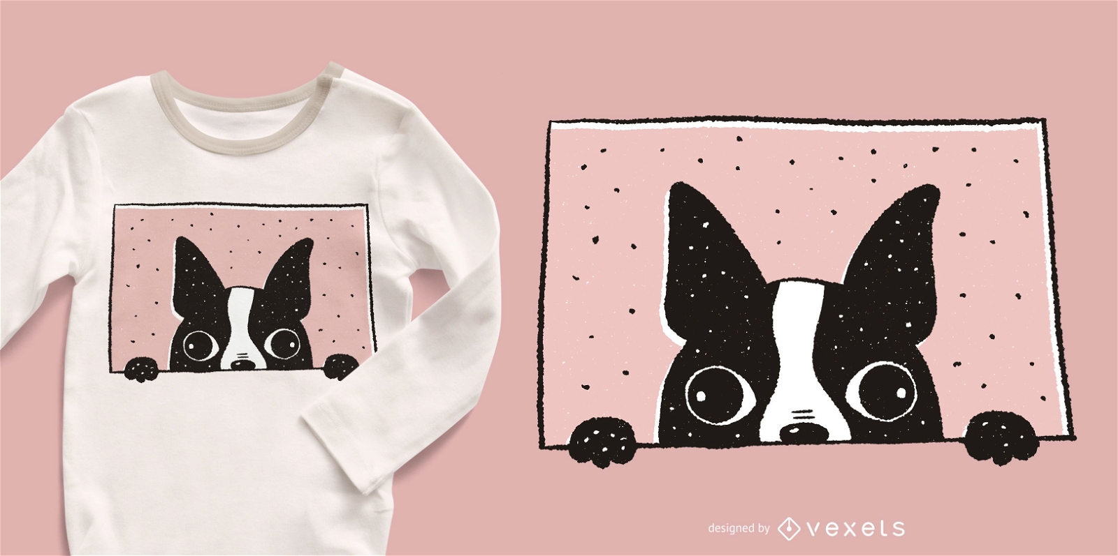 Design de camisetas Boston Terrier Peeking