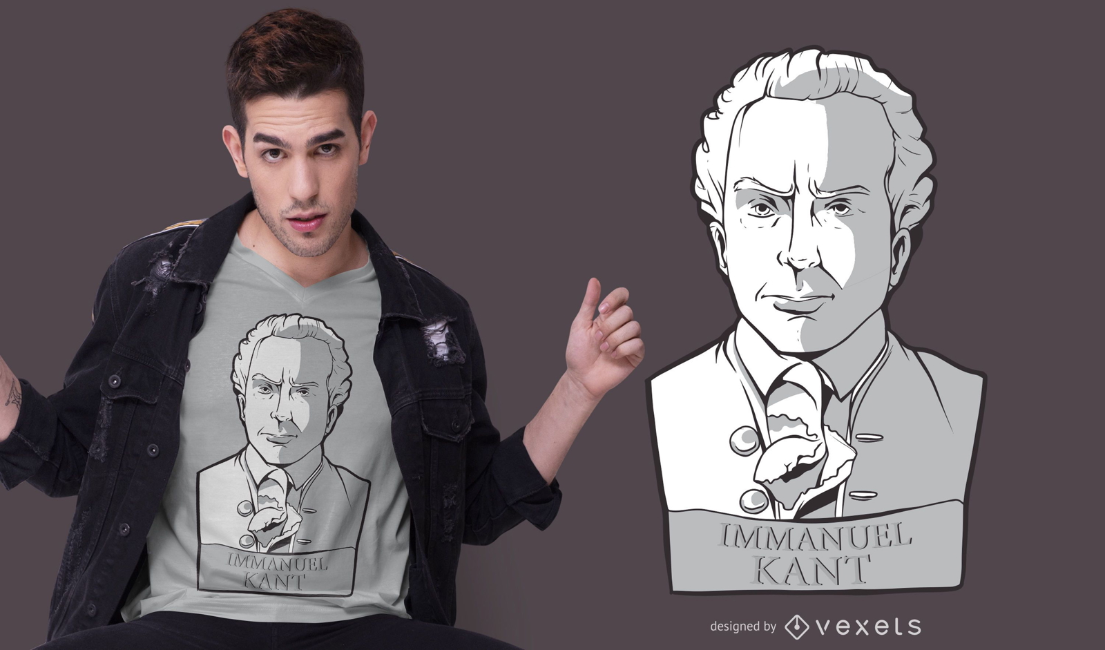 Design de camiseta da estátua de Immanuel Kant