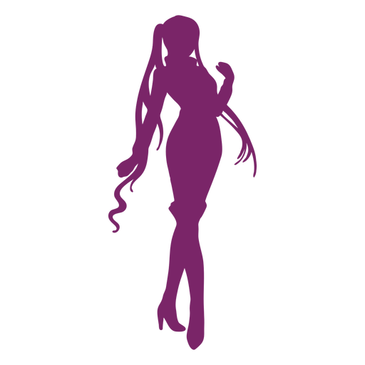 Anime pose girl silhouette PNG Design