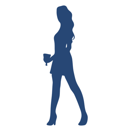 Cocktail girl pose silhouette PNG Design
