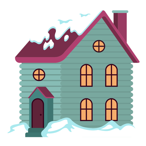 Bonita casa nevada Desenho PNG