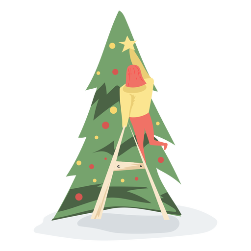Decorating christmas tree PNG Design