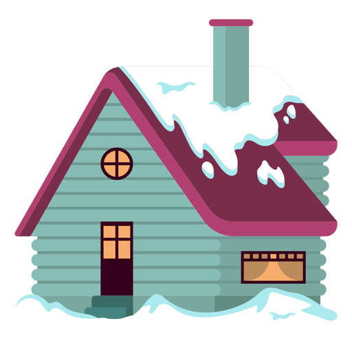 House snowed colorful PNG Design