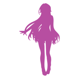 Langhaarige Mädchen Anime Silhouette PNG-Design