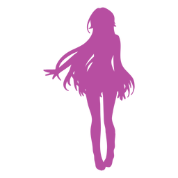 Long haired girl anime silhouette PNG Design