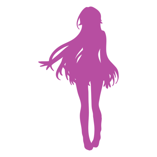 Langhaarige Mädchen Anime Silhouette PNG-Design