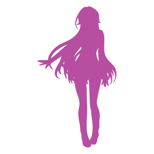 Langhaarige M?dchen Anime Silhouette PNG-Design