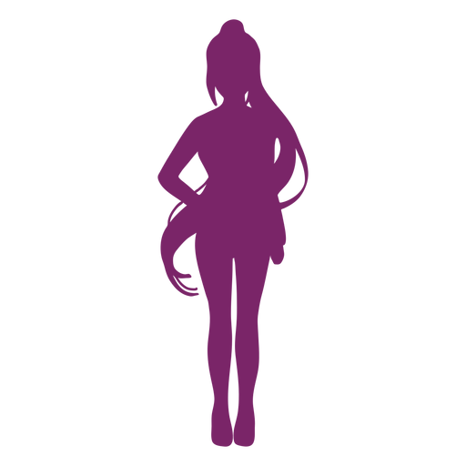 Langhaarige Pferdeschwanz-Anime-Silhouette PNG-Design