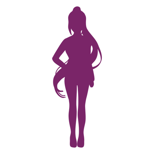 Long haired ponytail anime silhouette PNG Design