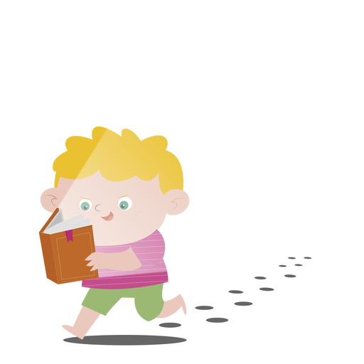 Livro de menino correndo Desenho PNG