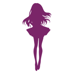 Silhueta de garota de anime com saia Desenho PNG