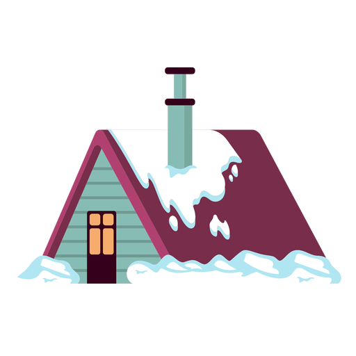 Snowed house simple PNG Design