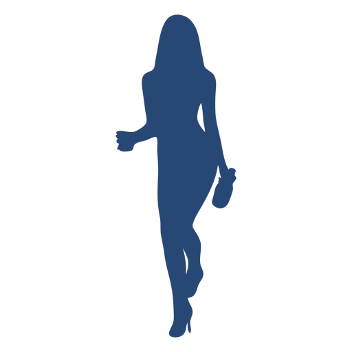 Stiletto girl drink on hand silhouette PNG Design