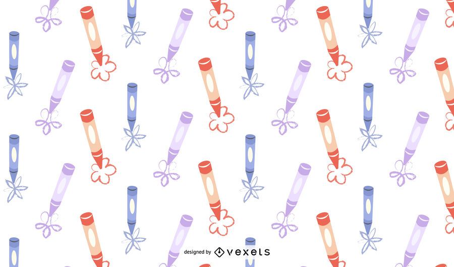 Patrón de vector de crayón de flores para niños - Gratis Patrón de vector de crayón de flores para niños - Gratis