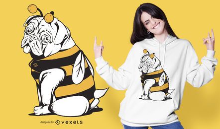 Diseño de camiseta Bee Pug Dog