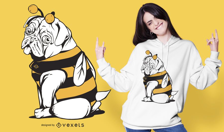 Diseño de camiseta de perro Bee Pug Diseño de camiseta de perro Bee Pug