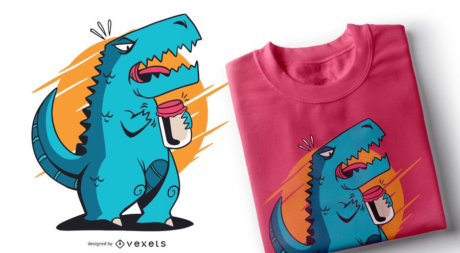 T-rex Opening Jar T-shirt Design T-rex Opening Jar T-shirt Design