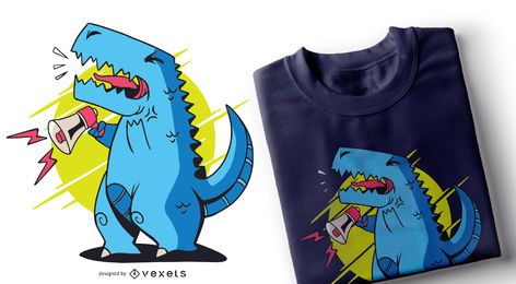 T-rex Megaphone T-shirt Design T-rex Megaphone T-shirt Design