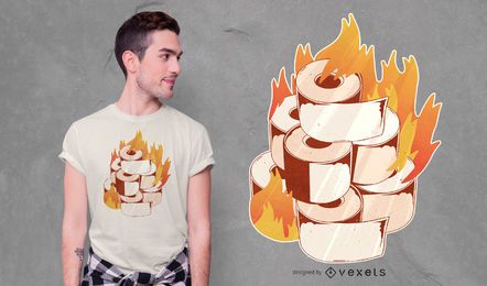 Diseño de camiseta de papel higiénico ardiente Diseño de camiseta de papel higiénico ardiente