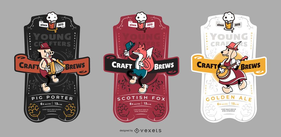 Conjunto de etiquetas de cerveza artesanal Conjunto de etiquetas de cerveza artesanal