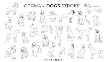 Coleção de design de traços de cães alemães