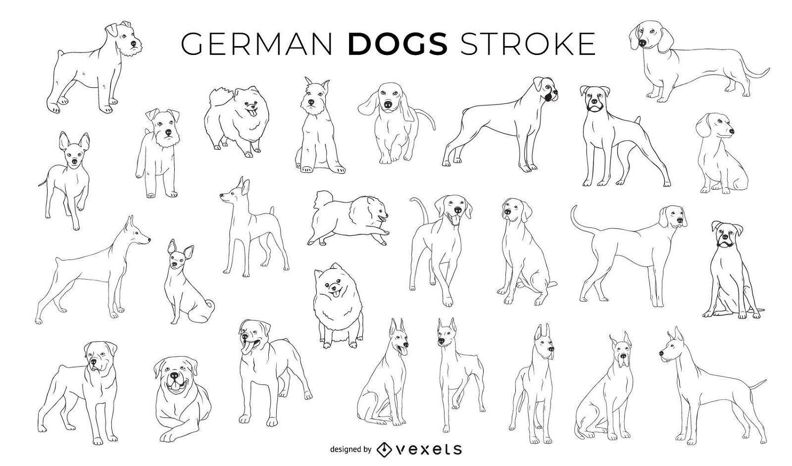 Colección de diseño de trazo de perros alemanes