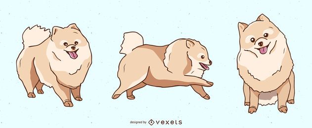 Pomeranian Dog Illustration Set Pomeranian Dog Illustration Set