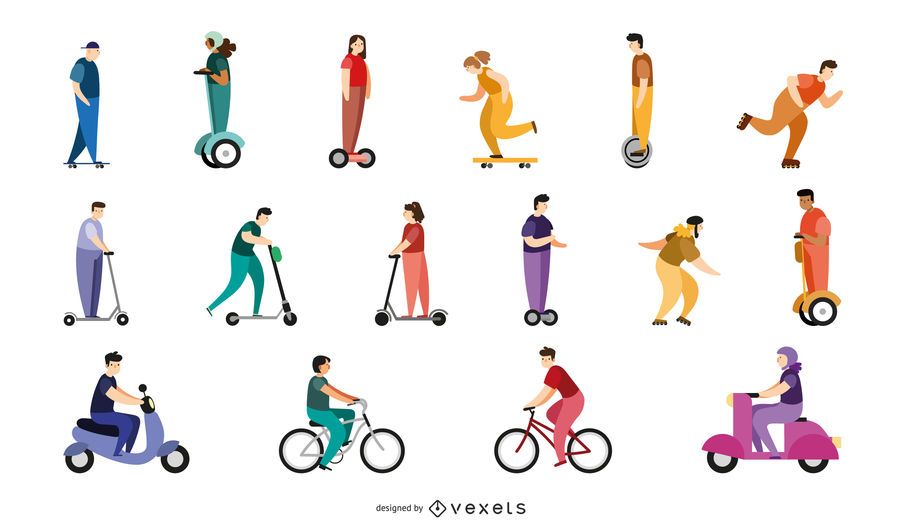 Paquete de personajes de transporte de personas planas Paquete de personajes de transporte de personas planas