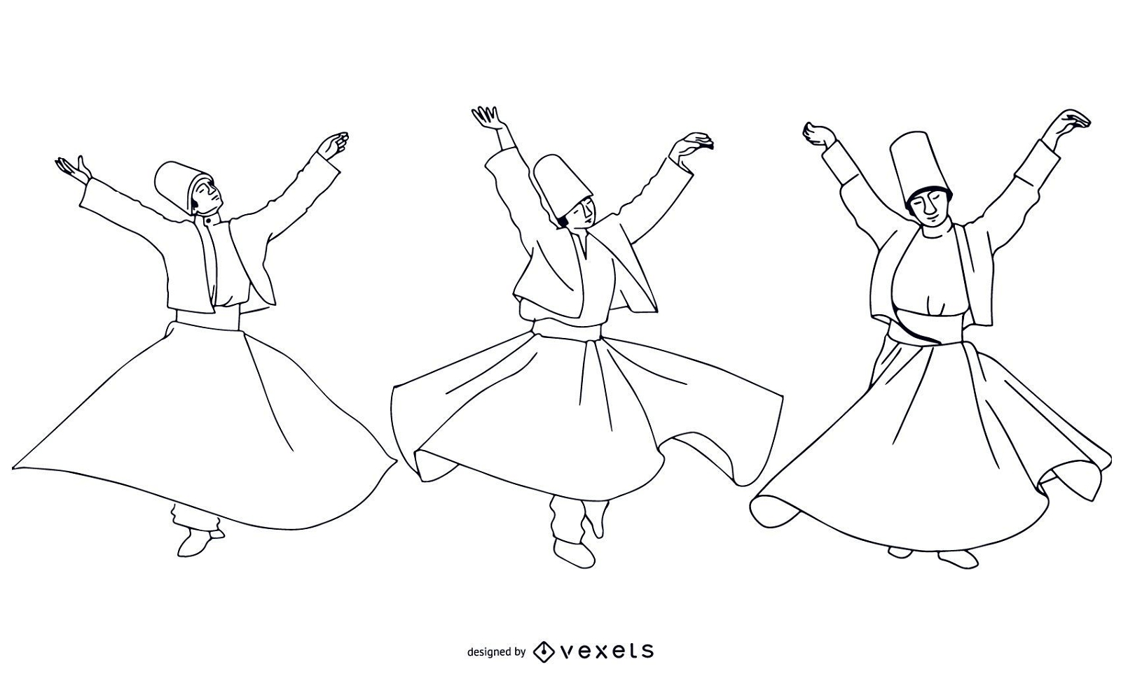 Paquete de bailarines turcos estilo trazo