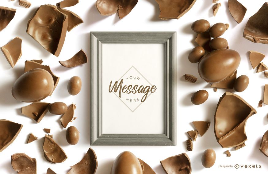 Easter chocolate frame mockup Easter chocolate frame mockup